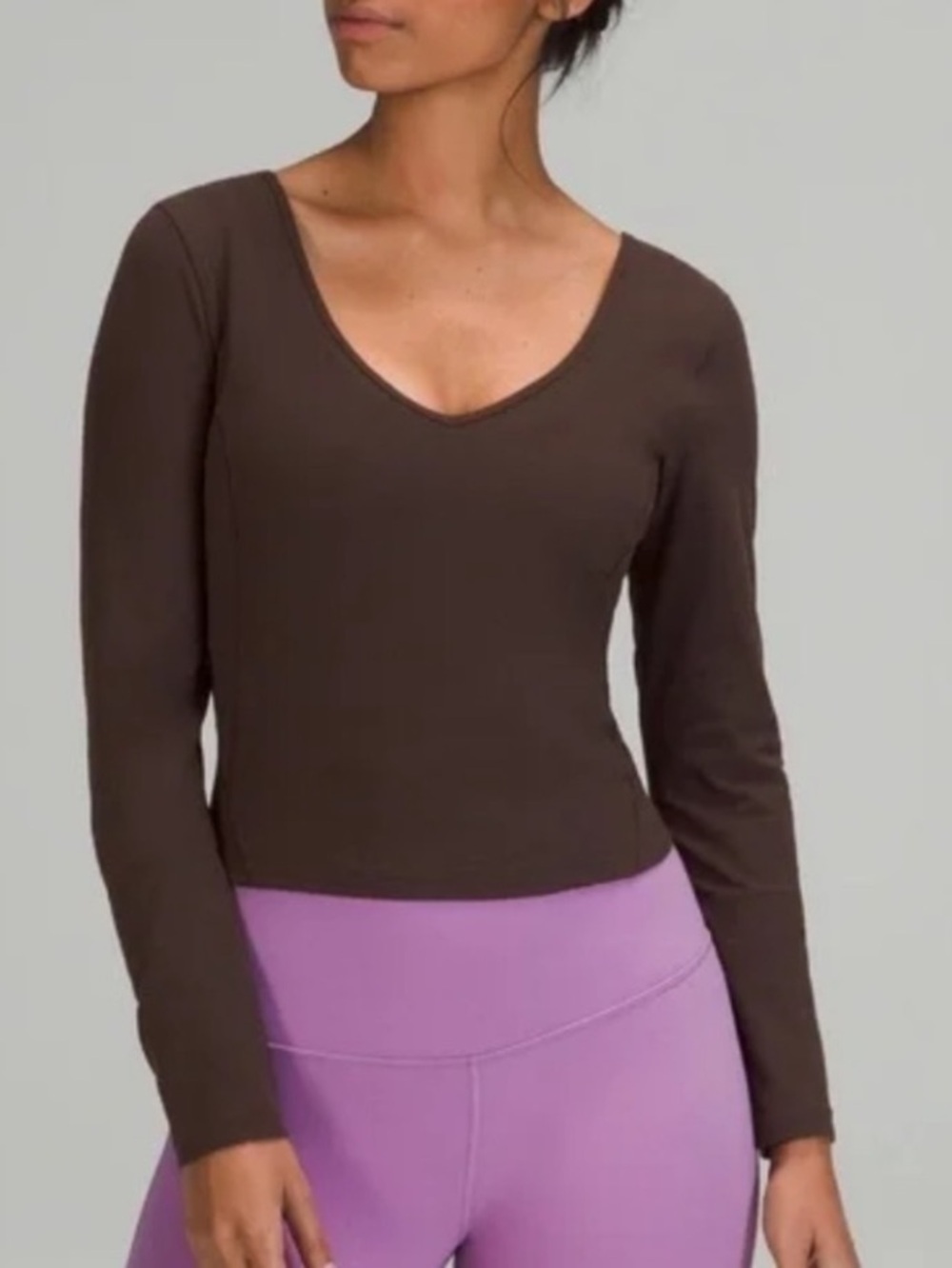 Lululemon Align Long Sleeve Crop Top Nulu Brown Plum Size 4